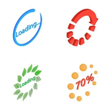 Isometric loading progress bar indicators collection Illustrazione stock