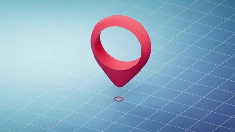 Isometric location pin icon bouncing on blue grid map background with dynam.. Video stock 327249617