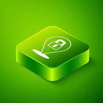 Isometric Lock icon isolated on green background. Padlock sign. Security, safety イラスト素材