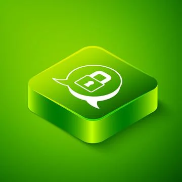 Isometric Lock icon isolated on green background. Padlock sign. Security, saf 스톡 일러스트