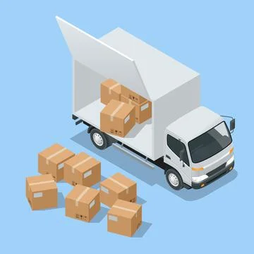 Isometric Logistics and Delivery concept. Delivery home and office. City Stock Illustration