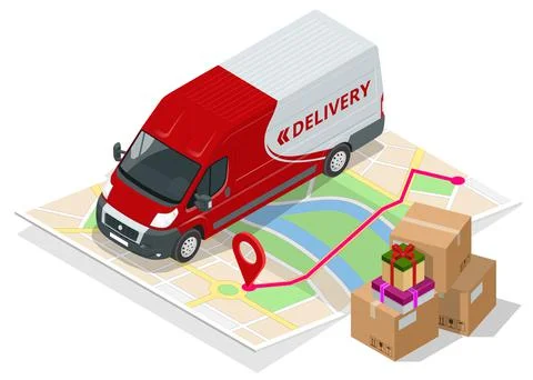 Isometric Logistics and Delivery concept. Delivery home and office. City 스톡 일러스트