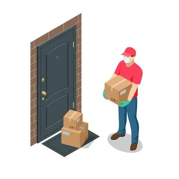 Isometric Logistics and Delivery concept. Delivery home and office. City イラスト素材