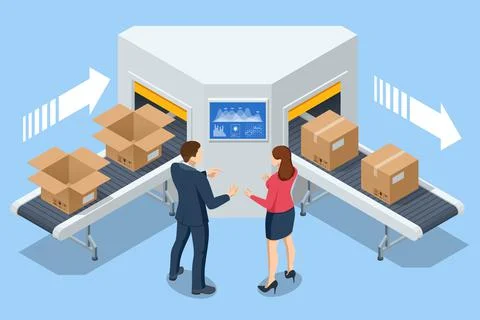 Isometric Logistics and Delivery concept. Delivery home and office. City Stock Illustration