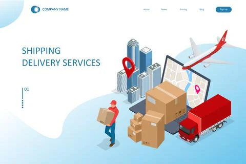 Isometric Logistics and Delivery concept. Delivery home and office. City Stock Illustration