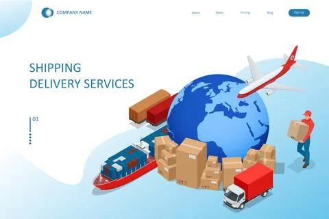 Isometric Logistics and Delivery concept. Delivery home and office. City Stock Illustration