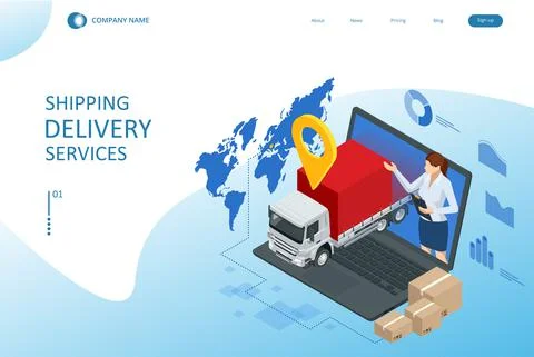 Isometric Logistics and Delivery concept. Delivery home and office. City Stock Illustration