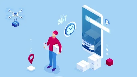 Isometric Logistics and Delivery Stock Footage 131274591
