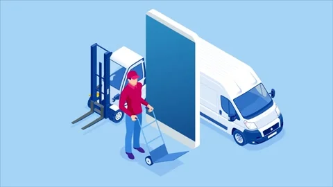 Isometric Logistics and Delivery Stock Footage 131274665