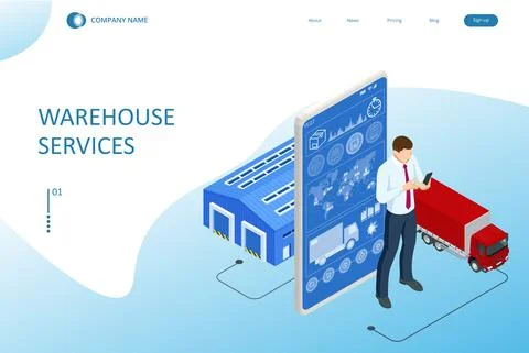 Isometric Logistics and Warehouse. Modern Warehouse Storage. Logistic Delivery Stock Illustration