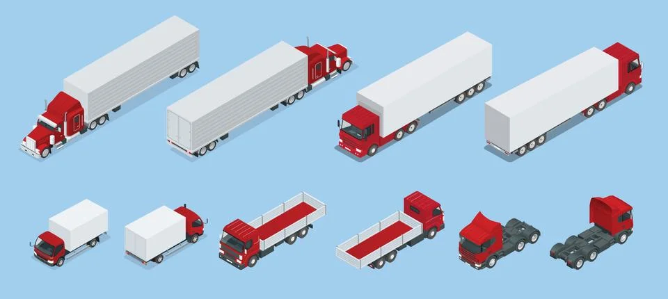 Isometric Logistics icons set of different transportation distribution vehicles イラスト素材