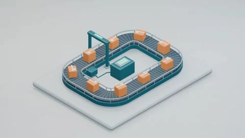 Isometric logistics loop Stock-Footage 345670073