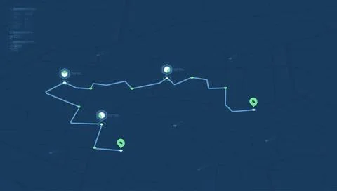Isometric logistics map tracking delivery route with floating data panels Stock Illustration