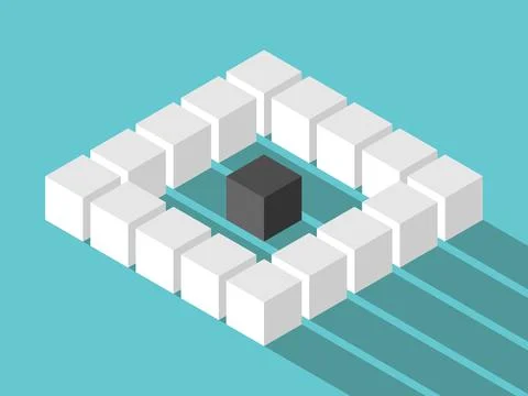 Isometric lonely cube concept Stock Illustration