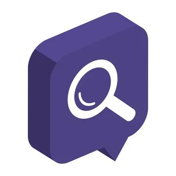 Isometric loupe in speech bubble Stock Illustration