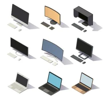 Isometric low poly computers Stock Illustration