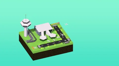 Isometric Low Poly Mini World Airport. Stock Footage 49992207