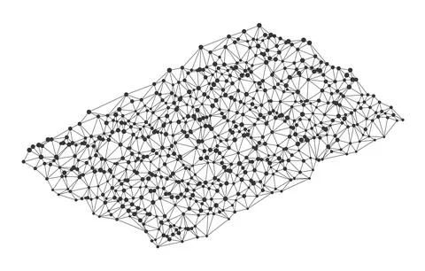 Isometric Low Poly Network Mesh Platform Design Stock Illustration