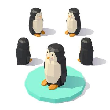 Isometric low poly penguin Stock Illustration