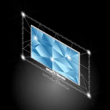 Isometric Low poly plasma tv set screen Stock Illustration