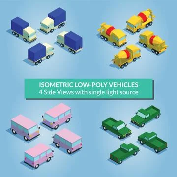 Isometric Low Poly Vehicle design for infographic use Stock Illustration