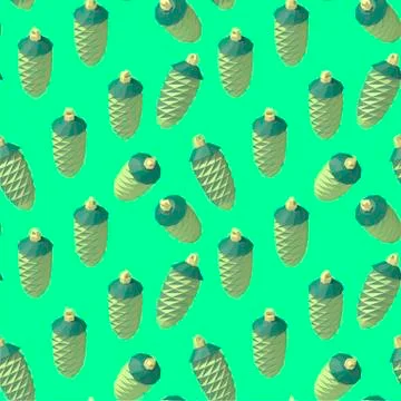 Isometric lowpoly fir cone pattern Stock Illustration