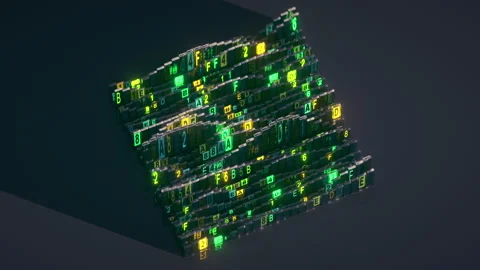 Isometric machine code 3D animation Stock Footage 198998364