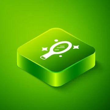 Isometric Magic hand mirror icon isolated on green background. Green square b Stock Illustration