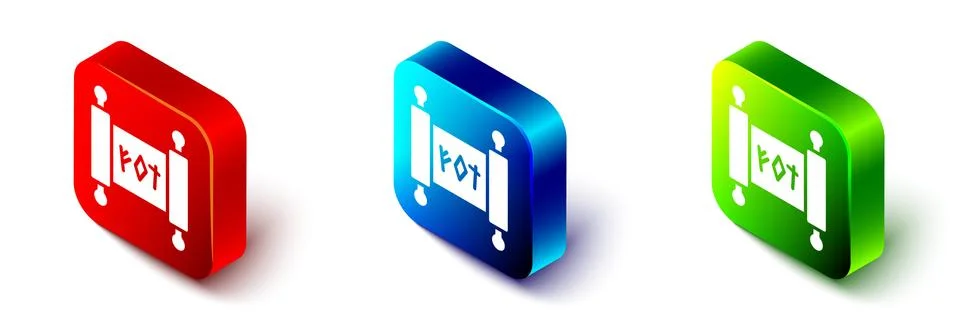 Isometric Magic scroll icon isolated on white background. Decree, paper Ilustração Stock