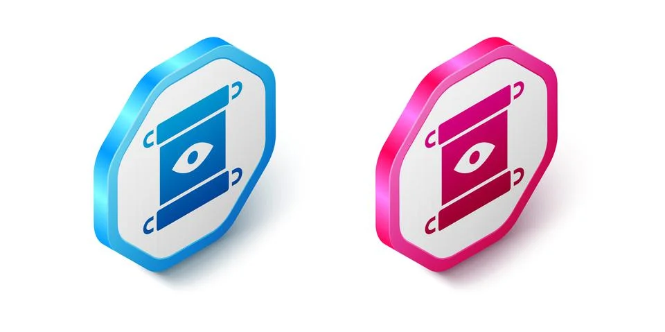 Isometric Magic scroll icon isolated on white background. Decree, paper Ilustração Stock