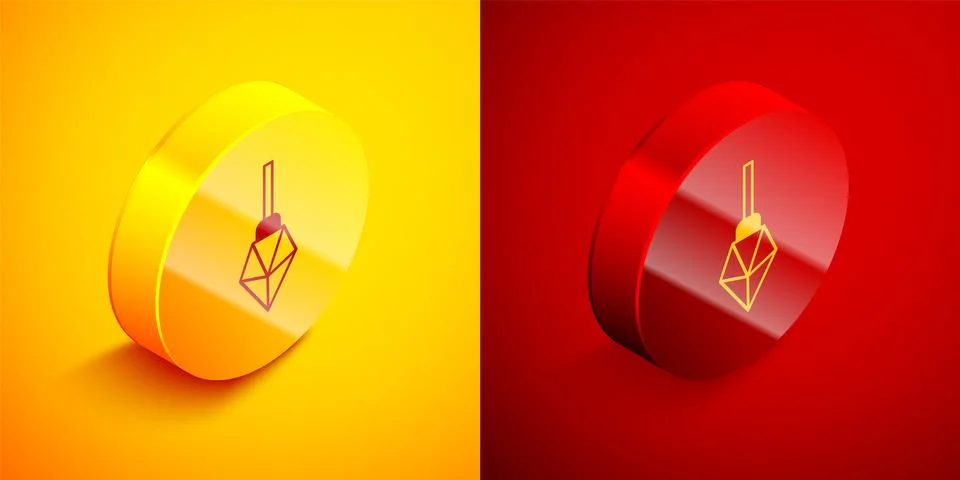 Isometric Magic stone icon isolated on orange and red background. Fantasy c.. Stockillustratie
