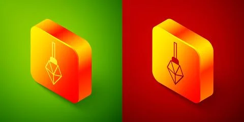 Isometric Magic stone icon isolated on green and red background. Fantasy cr.. Stock Illustration