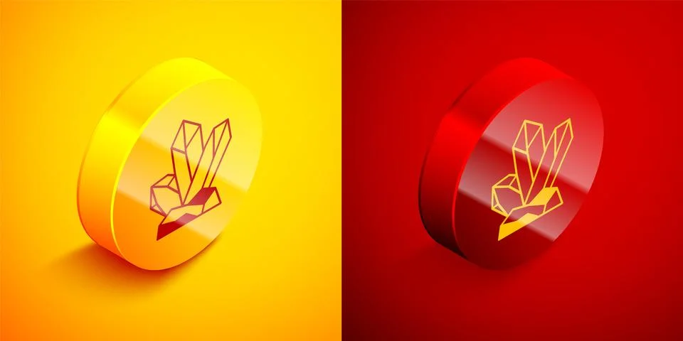 Isometric Magic stone icon isolated on orange and red background. Fantasy c.. Illustrazione stock