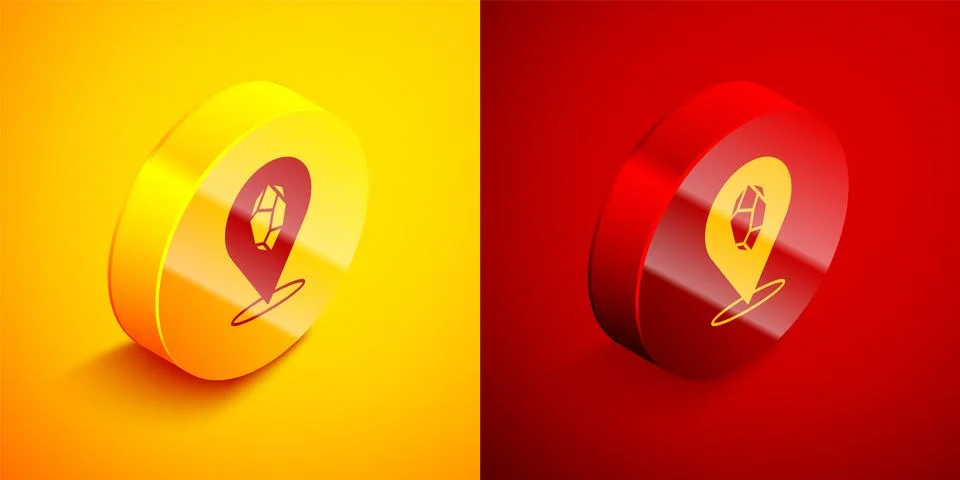 Isometric Magic stone icon isolated on orange and red background. Fantasy c.. Stock Illustration