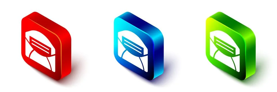 Isometric Mail and e-mail icon isolated on white background. Envelope symbol e Stock-Illustration