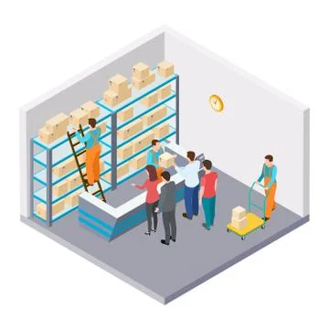 Isometric mail, delivery of parcels vector concept Stock Illustration