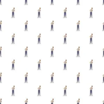 Isometric man character experiencing chest pain pattern Stock Illustration