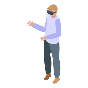 Isometric man experiencing virtual reality Stock Illustration