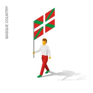 Isometric man with flag of 스톡 일러스트