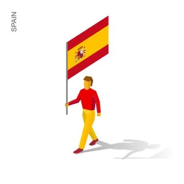Isometric man with flag of Stock Illustration
