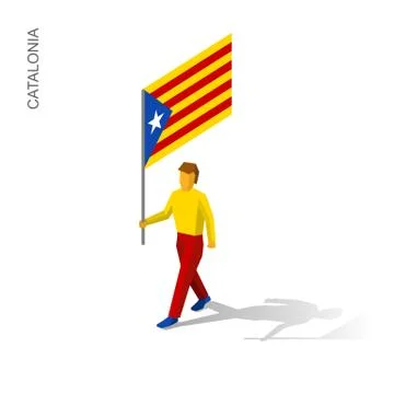 Isometric man with flag of Stock Illustration