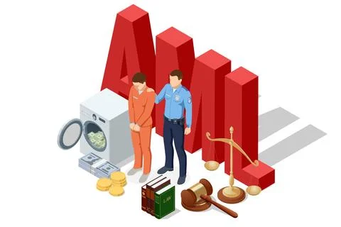Isometric man hanging dollar bills on a line after washing them, representing Stock Illustration