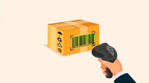 Isometric manual scanner of bar codes. Stock Illustration