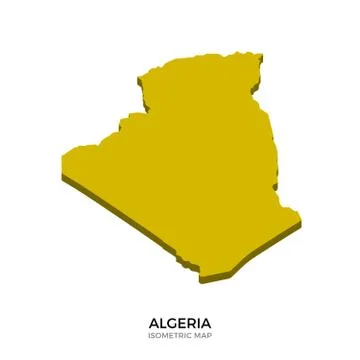 Isometric map of Algeria detailed vector illustration Stock Illustration