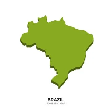 Isometric map of Brazil detailed vector illustration Stock Illustration
