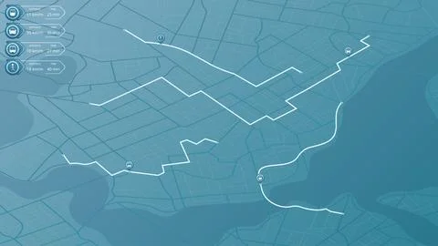 Isometric map of city with different types of transportation. Plan your trip Stock Illustration