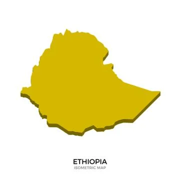 Isometric map of Ethiopia detailed vector illustration Stockillustratie