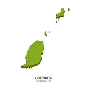 Isometric map of Grenada detailed vector illustration Stock Illustration