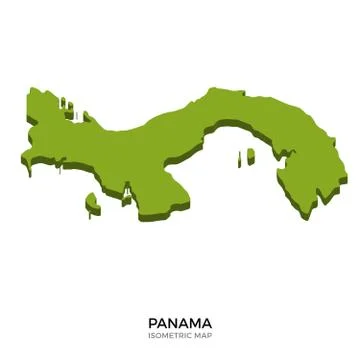Isometric map of Panama detailed vector illustration Stock Illustration