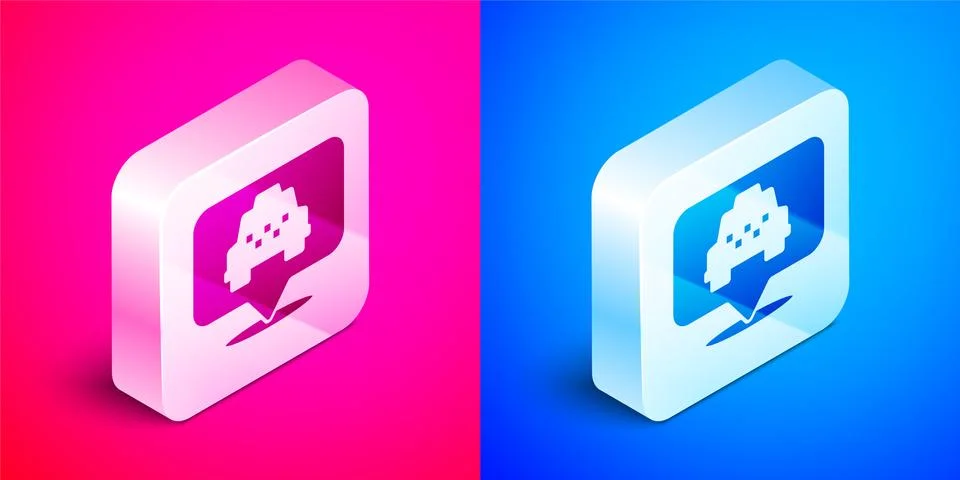 Isometric Map pointer with taxi icon isolated on pink and blue background 스톡 일러스트